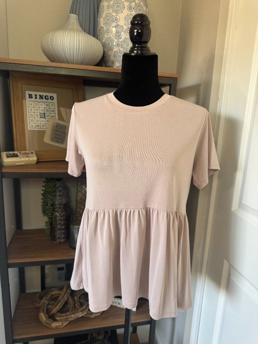 American Eagle Pink Peplum Tee - Size S